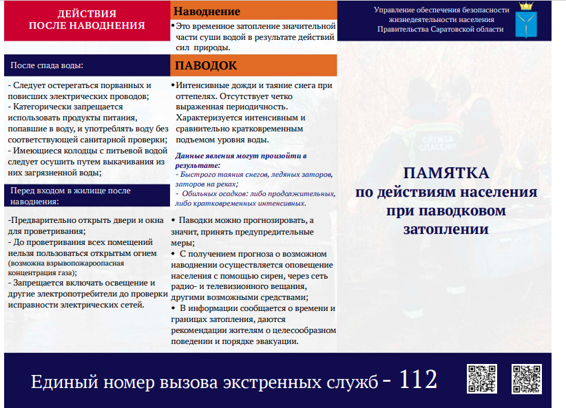 «Действия населения при паводковом затоплении».