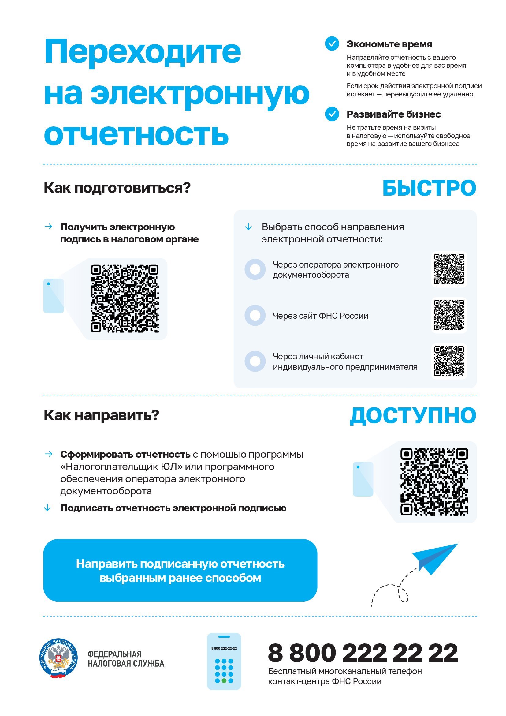 Памятка о преимуществах перехода на электронную отчетность.